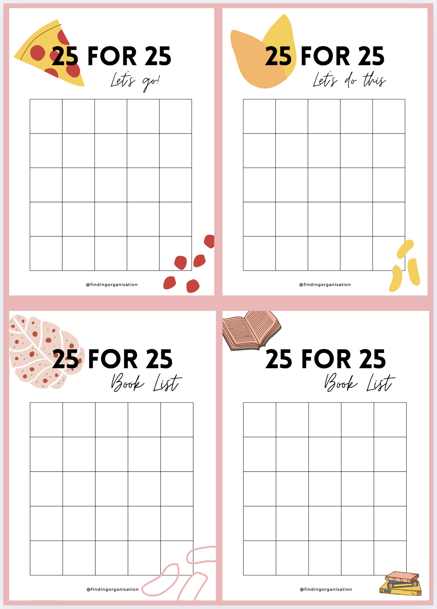 25 for 25 book list free printable